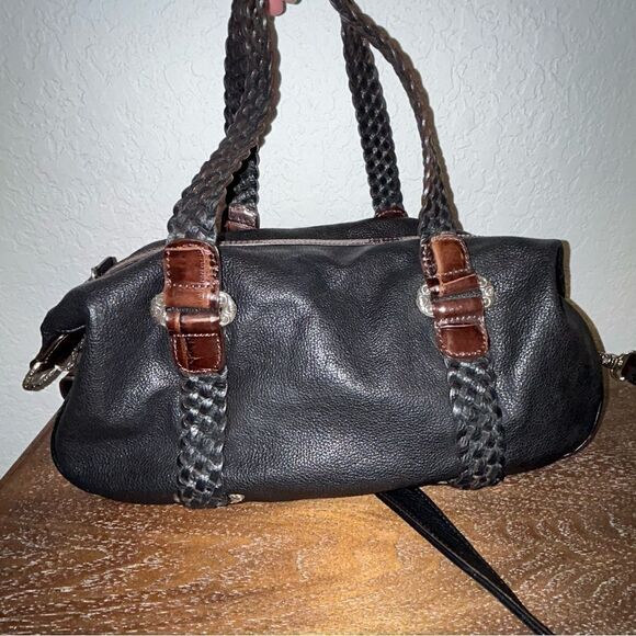 Brighton Leather Woven Straps Detachable Strap Shoulder Tote Purse Bag - Picture 4 of 6